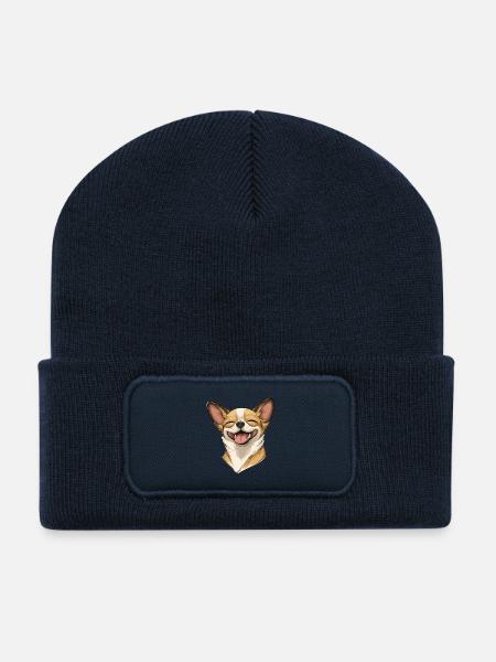 Happy Chihuahua – Funny dog with a smile - Recycled Patch Beanie - french navy