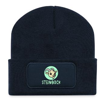 Geburtstag Steinbock Dezember Januar - Recycelte Patch Beanie - French Navy - Vorne