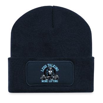 Funny gym sayings gift idea weight training - Recycled Patch Beanie - french navy - Front