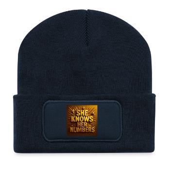 Sie kennt ihre Zahlen - Recycelte Patch Beanie - French Navy - Vorne