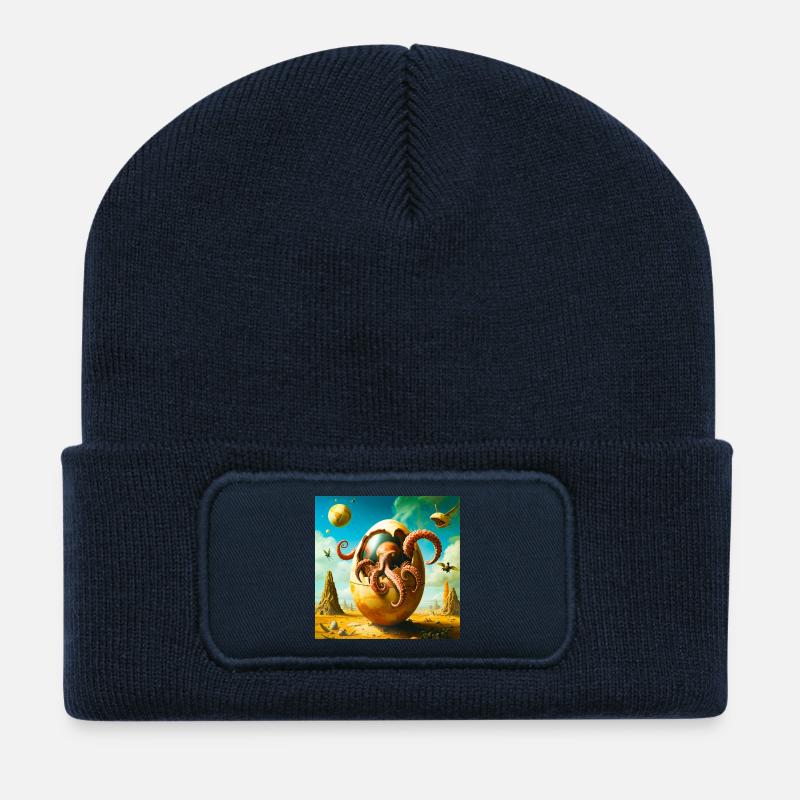 Oktopus-Ei in Desert Odyssey - Recycelte Patch Beanie - French Navy