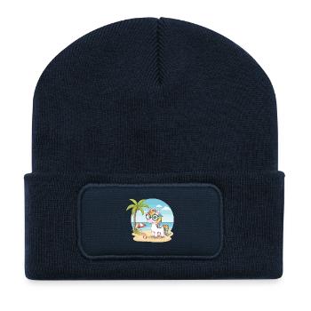 Cute Unicorn with Glasses Beach Summer Vacation - Recycled Patch Beanie - french navy - Front