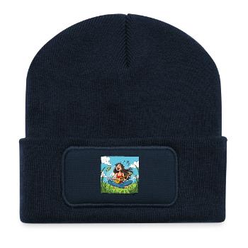 Girl_Ukulele - Beanie recyclé à patch - bleu marine - Devant