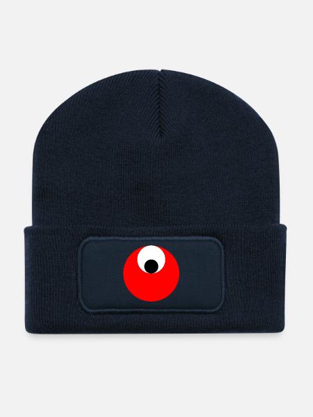 3 circles, red, white and black - Recycled Patch Beanie - french navy