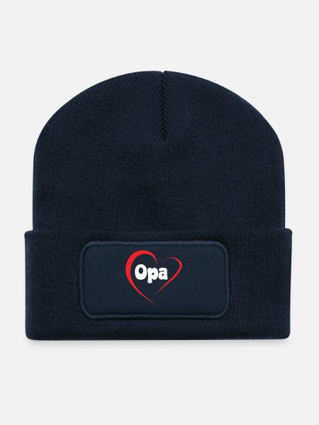 Opa Herzliebe Design - Recycelte Patch Beanie - French Navy