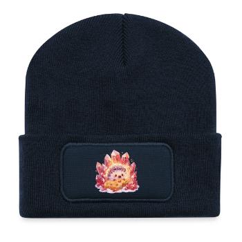 Kristall-Igel mit Cookie - Recycelte Patch Beanie - French Navy - Vorne