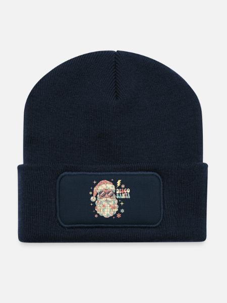 Techno Disco Weihnachtsmann Discokugel Lustig - Recycelte Patch Beanie - French Navy