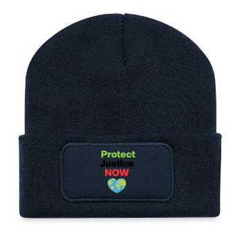 Protéger la justice – Agissez maintenant, écologique, environnemental - Beanie recyclé à patch - bleu marine - Devant