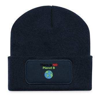 There Is No Planet B – Act Now, Umwelt, Demo - Recycelte Patch Beanie - French Navy - Vorne