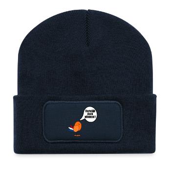 Néerlandais. Merci beaucoup. - Beanie recyclé à patch - bleu marine - Devant