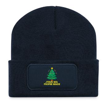 JFais Ma Propre Magie - Sapin Râleur - Beanie recyclé à patch - bleu marine - Devant