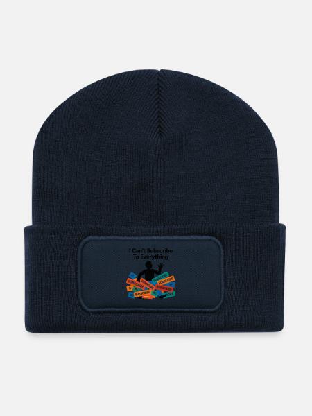 Je ne peux pas m’abonner à tout - Beanie recyclé à patch - bleu marine