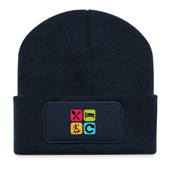 Eat Sleep Surfing Repeat Funny Quote Wave - Recycled Patch Beanie - french navy - Front