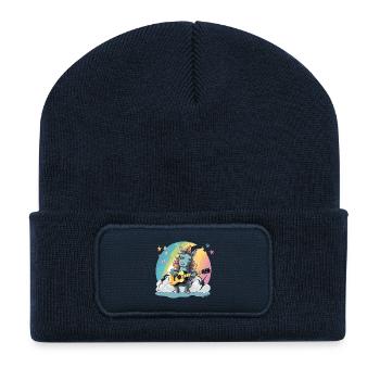 Regenbogen Unicorn Gitarre - Recycelte Patch Beanie - French Navy - Vorne