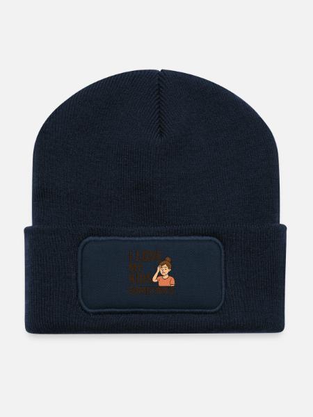J’aime mes enfants parfois - Beanie recyclé à patch - bleu marine