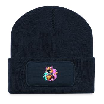 Patchwork donkey in doodle style - Recycled Patch Beanie - french navy - Front