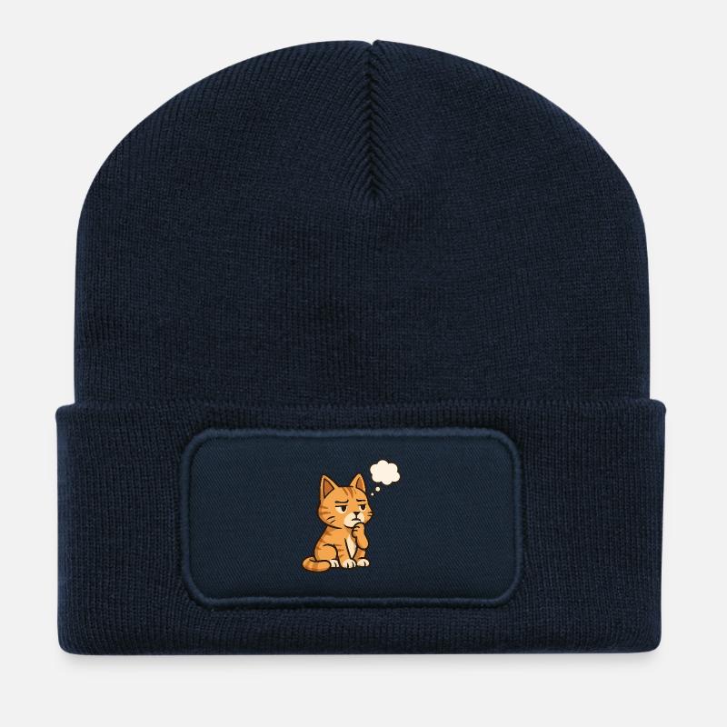 Nachdenkliche-Katze - Recycelte Patch Beanie - French Navy