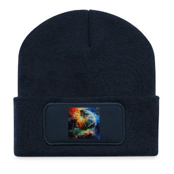 Erde im Farbenzauber - Recycelte Patch Beanie - French Navy - Vorne