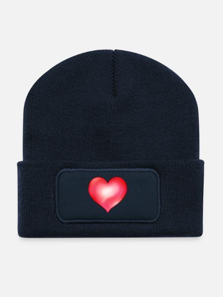 Red heart with luminous gradient - Recycled Patch Beanie - french navy