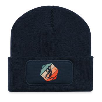 Un motif de floorball clair pour chaque jour - Beanie recyclé à patch - bleu marine - Devant