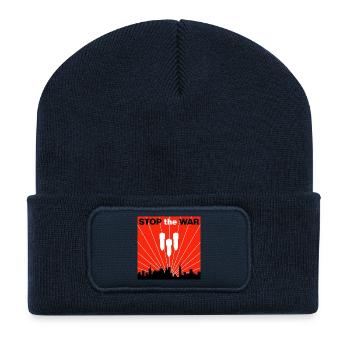 ARRÊTEZ LA GUERRE – Des villes au lieu de bombes, paix maintenant - Beanie recyclé à patch - bleu marine - Devant