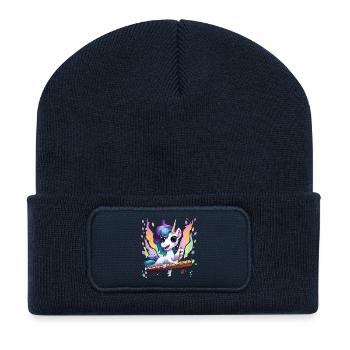 Regenbogen Einhorn Klangzauber - Recycelte Patch Beanie - French Navy - Vorne