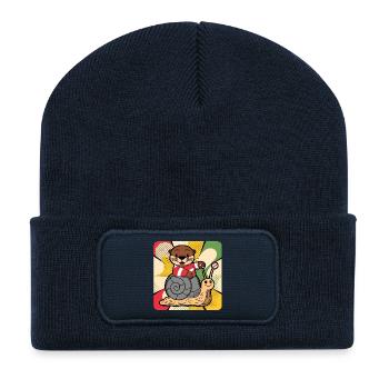 Otters on a snail tour - Recycled Patch Beanie - french navy - Front