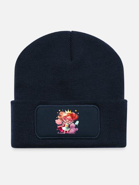 Superheldin Prinzessin - Mutiges Mädchen - Recycelte Patch Beanie - French Navy