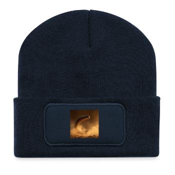 Goldene Kobra in der Wüste Wüstenstaub - Recycelte Patch Beanie - French Navy - Vorne