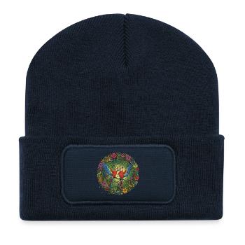 Parrot couple in the paradise garden - Recycled Patch Beanie - french navy - Front