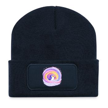 Rainbow penguin in the vortex - Recycled Patch Beanie - french navy - Front