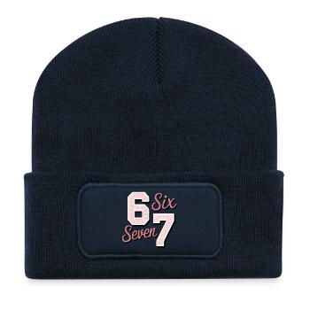 Six Seven Funny 67 Colorful Meme - Recycelte Patch Beanie - French Navy - Vorne