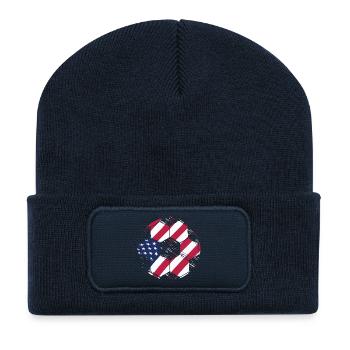 Patriotic Soccer Ball American Flag USA Sports Gif - Recycled Patch Beanie - french navy - Front