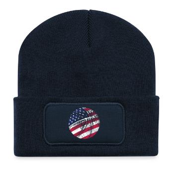 USA Flag Basketball Patriotic American Sport Gift - Recycelte Patch Beanie - French Navy - Vorne