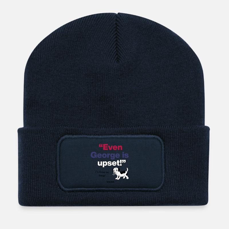  Even George Is Upset, Meme Dog is upseet with US - Recycelte Patch Beanie - French Navy