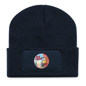 Osterhase im urbanen Raum - - Recycelte Patch Beanie - French Navy - Vorne
