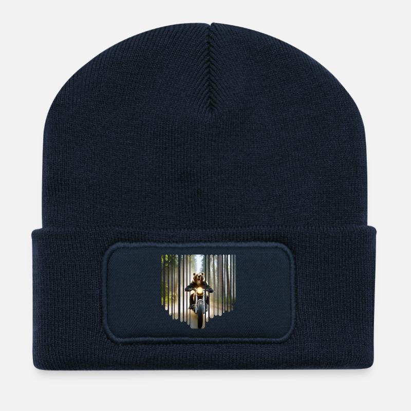 Waldbär Motorrad-Abenteuer - Recycelte Patch Beanie - French Navy