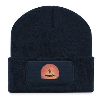 Trouvez votre équilibre – SUP Sunset - Beanie recyclé à patch - bleu marine - Devant