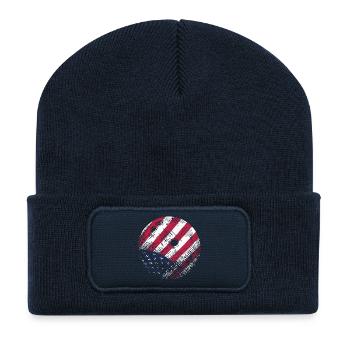 USA Flag Bowling Ball Patriotic American Sport - Recycled Patch Beanie - french navy - Front