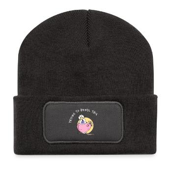 Essayer de faire entendre ce drôle de dicton en dialecte - Beanie recyclé à patch - charbon - Devant
