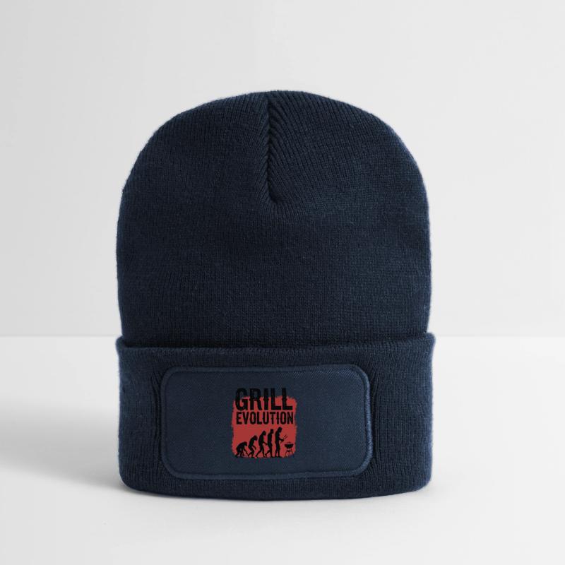 Grill Evolution Funny Grill Master Saying Recycled Patch Beanie