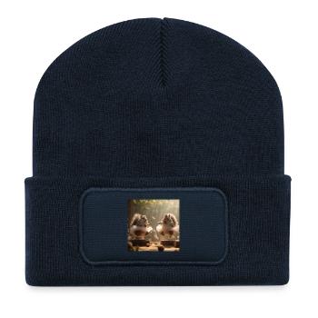 Tanzende Eichhörnchen im Tutu mit Eicheln - Recycelte Patch Beanie - French Navy - Vorne