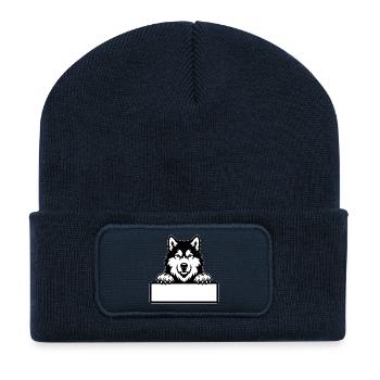 Alaskan Malamute Namensschild schwarzweiss - Recycelte Patch Beanie - French Navy - Vorne