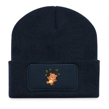 Little bear on swing - Recycled Patch Beanie - french navy - Front