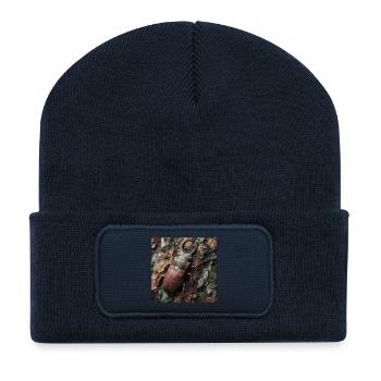 Edler Hirschkäfer – Majestätischer Geweihkäfer - Recycelte Patch Beanie - French Navy - Vorne