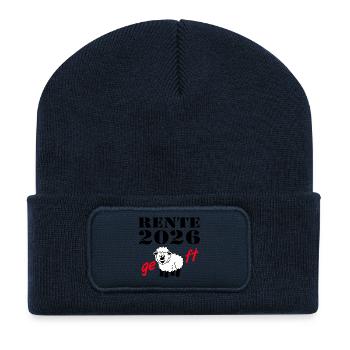 Rente 2026 , geschafft - Recycelte Patch Beanie - French Navy - Vorne