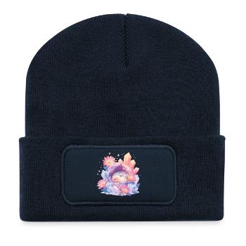 Sleeping hedgehog in the crystal garden - Recycled Patch Beanie - french navy - Front
