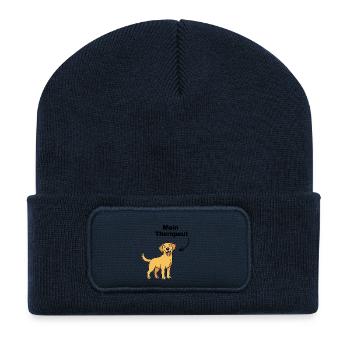 MON THÉRAPEUTE : CHIEN ! NEZ POILU, AMOUREUX DES CHIENS, PATTE - Beanie recyclé à patch - bleu marine - Devant