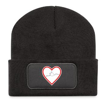 Herz Klapperstorch - Recycelte Patch Beanie - Dunkelgrau - Vorne