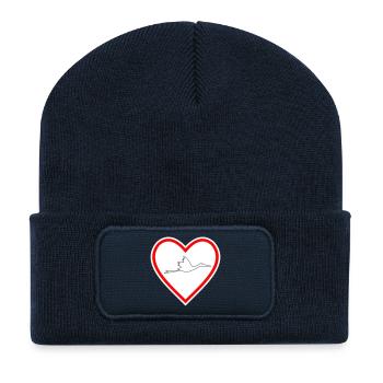 Heart Stork - Recycled Patch Beanie - french navy - Front